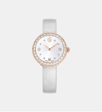 Montre Matrix tennis, Fabriqué en Suisse, Bracelet en cuir, Noir, Acier inoxydable - Swarovski - Gris