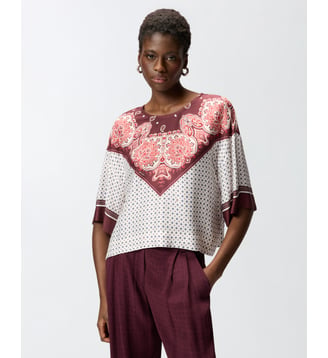 Blouse à motif cravate et imprimé placé - Pinko - Multicolore