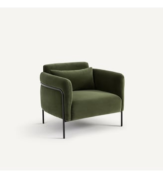 Fauteuil velours - AM.PM - Vert olive