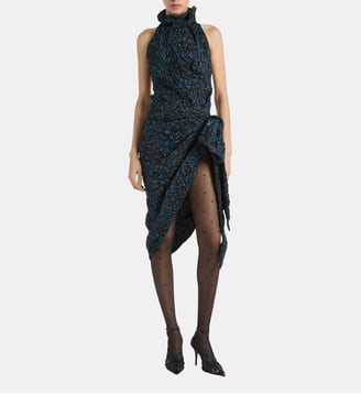 Robe drapée en jacquard cloqué Balmain