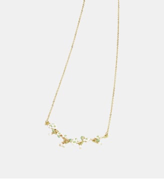 Collier plastron doré, roses blanches et perles nacrées - Les Néréides - Blanc
