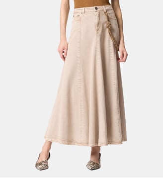 Jupe midi en denim à corde bijou Pinko