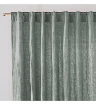 Rideau lin lavé pattes cachées - La Redoute Interieurs - Vert de gris