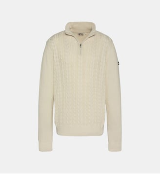 Pull camionneur maille torsadée - Schott - Blanc cassé