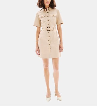 Robe rsonia2 - Motif uni - Coton - Coupe cintrée - Caroll - Taupe