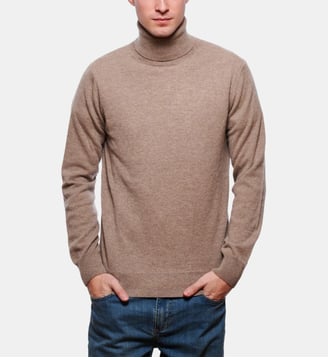 Pull Col roulé marron en 100% cachemire 2 fils - Atelier Privé - Marron