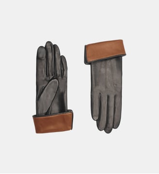 Gants Fanny Femme Cuir Doublés Soie - Agnelle - Noir whisky