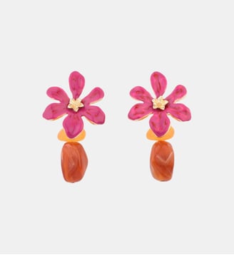 Boucles d'oreilles fleur rose fuchsia et perles - Balaboosté - Fuchsia