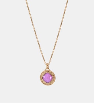 Collier pendentif cabochon facetté   - Louise - Satellite - Rose