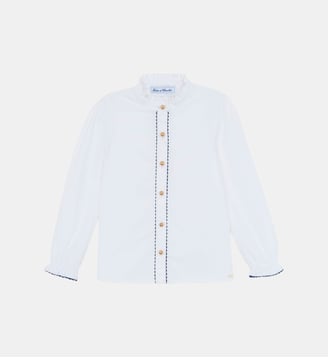 Blouse -  coton col cheminé montant - Tartine Et Chocolat - Blanc