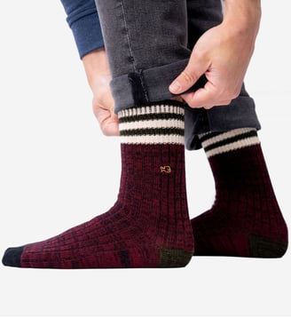 Chaussettes en coton épais club - Billybelt - Bordeaux kaki et beige
