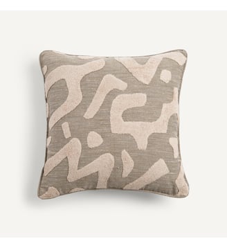 Housse de coussin, broderie bouclette - AM.PM - Sable et noir