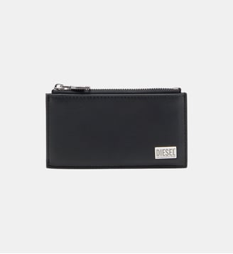 Porte-cartes plat en cuir semi-brillant - Diesel - Noir