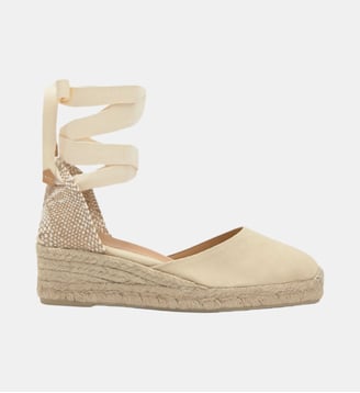 Espadrilles compensées à lacets avec plateforme tressée CARINA - Castaner - Ivoire