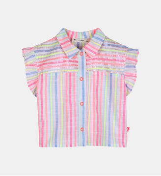 Chemise rayée manches volantées - Billieblush - Multicolore