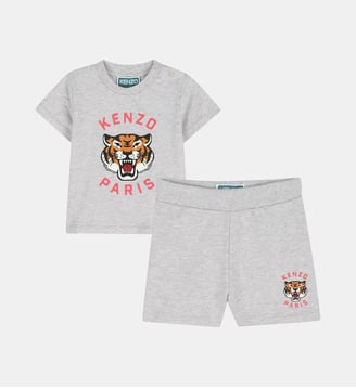 Ensemble t-shirt et bermuda - Kenzo Kids - Gris chiné