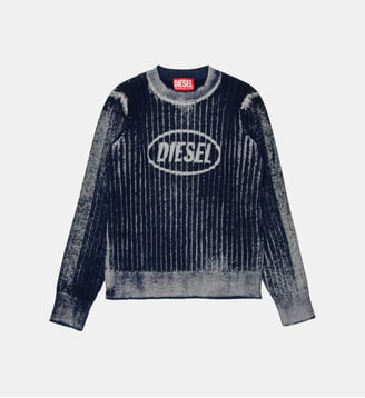 Pull ras du cou en maille côtelée avec logo - Diesel Kids - Bleu foncé