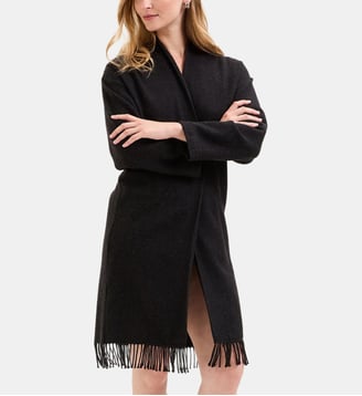 Poncho long  en laine - Laurence Tavernier - Charbon