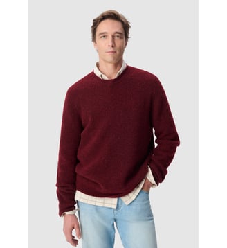 Pull col bateau tricot mousseux - Ikks - Rouge bordeaux