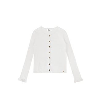 Gilet col rond uni MONET - La Petite Etoile - Écru