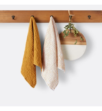 Lot de 2 torchons coton épais gaufré - La Redoute Interieurs - Jaune
