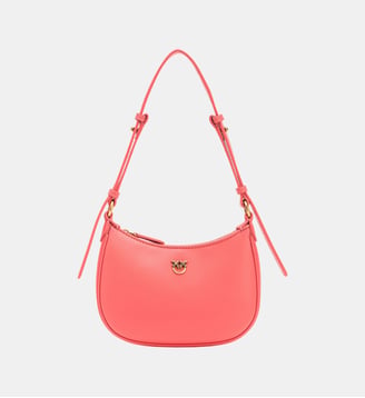 Sac porté épaule baby half moon en cuir - Pinko - Rose et doré