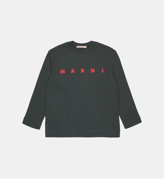 T-shirt en jersey à manches longues avec logo Marni - Marni - Gris foncé