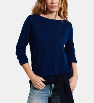 Pull droit en cachemire 2 fils  - Bompard - Bleu marine
