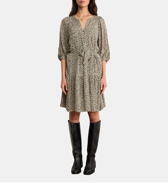 Robe courte fluide à fleurs- ARSENE - Pablo - Kaki