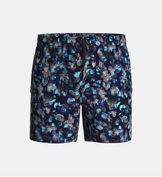 Short de bain fleurs avec suspensoir séchage rapide  - Impetus - Bleu foncé