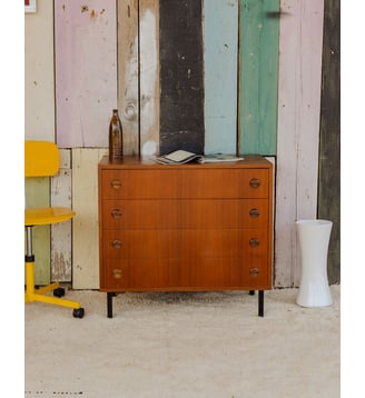Commode en teck Olga N°675- Produit chiné - Debongout - Bois foncé