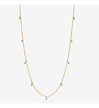 Collier doré agate verte long - MILADY - Caroline Najman - Bleu