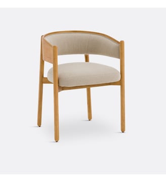 Fauteuil de table hévéa et coton/lin - La Redoute Interieurs - Lin naturel