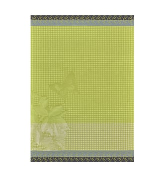Essuie-mains Jardin des papillons 100% coton - Le Jacquard Francais - Vert succulente