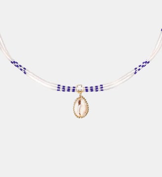 Collier ajustable multirang avec perle et pendentif central NYMPHE - Hipanema - Blanc