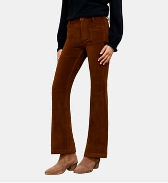 Pantalon flare uni SONNY - La Petite Etoile - Camel