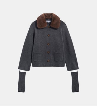 Gilet en cachemire avec col et mitaines - RHIZA - Gerard Darel - Gris chine