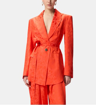 Veste kimono en jacquard fleuri - Pinko - Orange