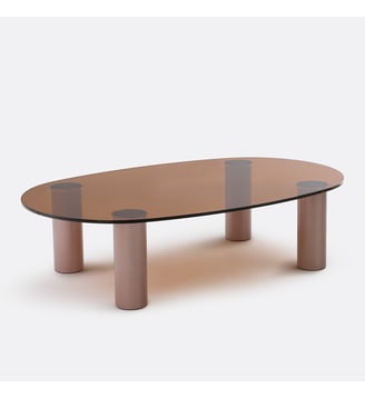 Table basse verre trempé métal fer brossé Madeline - La Redoute Interieurs - Ambre rose