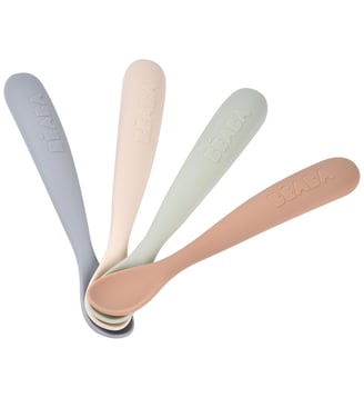 Lot de 4 cuillères silicone - Beaba - Ecru