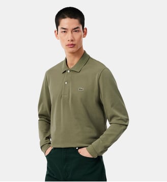 Polo droit coton piqué - Lacoste - Vert kaki
