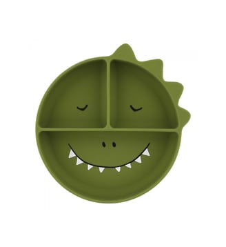 Assiette avec ventouse en silicone et compartiments - Mr. Dino - Trixie - Vert