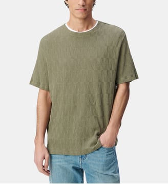 T-shirt col rond maille relief - Ikks - Kaki