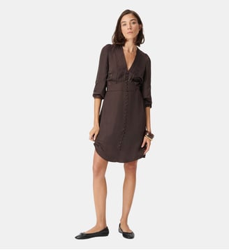 Robe courte satinée avec petits boutons Ikks