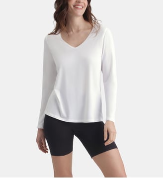 T-shirt Col V Isolant Thermal - Dim - Blanc