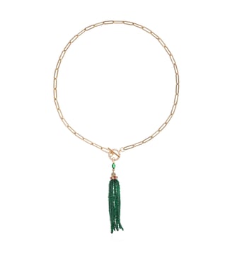 Collier chaîne avec pendentif cascade de perles MILA - Hipanema - Émeraude