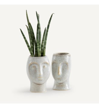 Lot de 2 cache-pots en grès H10cm - AM.PM - Beige