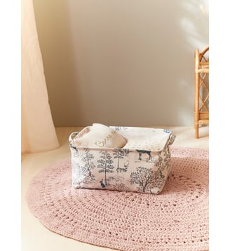 Bac de rangement rectangle esprit toile de Jouy - Cyrillus - Bleu