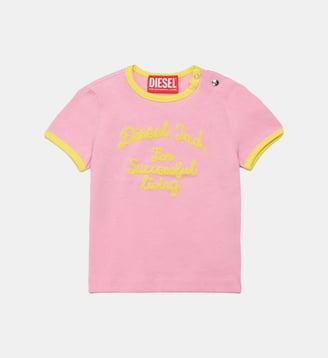 T-shirt avec logo sur la poitrine - Diesel Kids - Rose vif