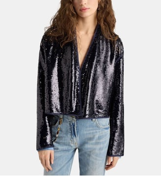 Veste pahoke en paillettes - Momonì - Bleu